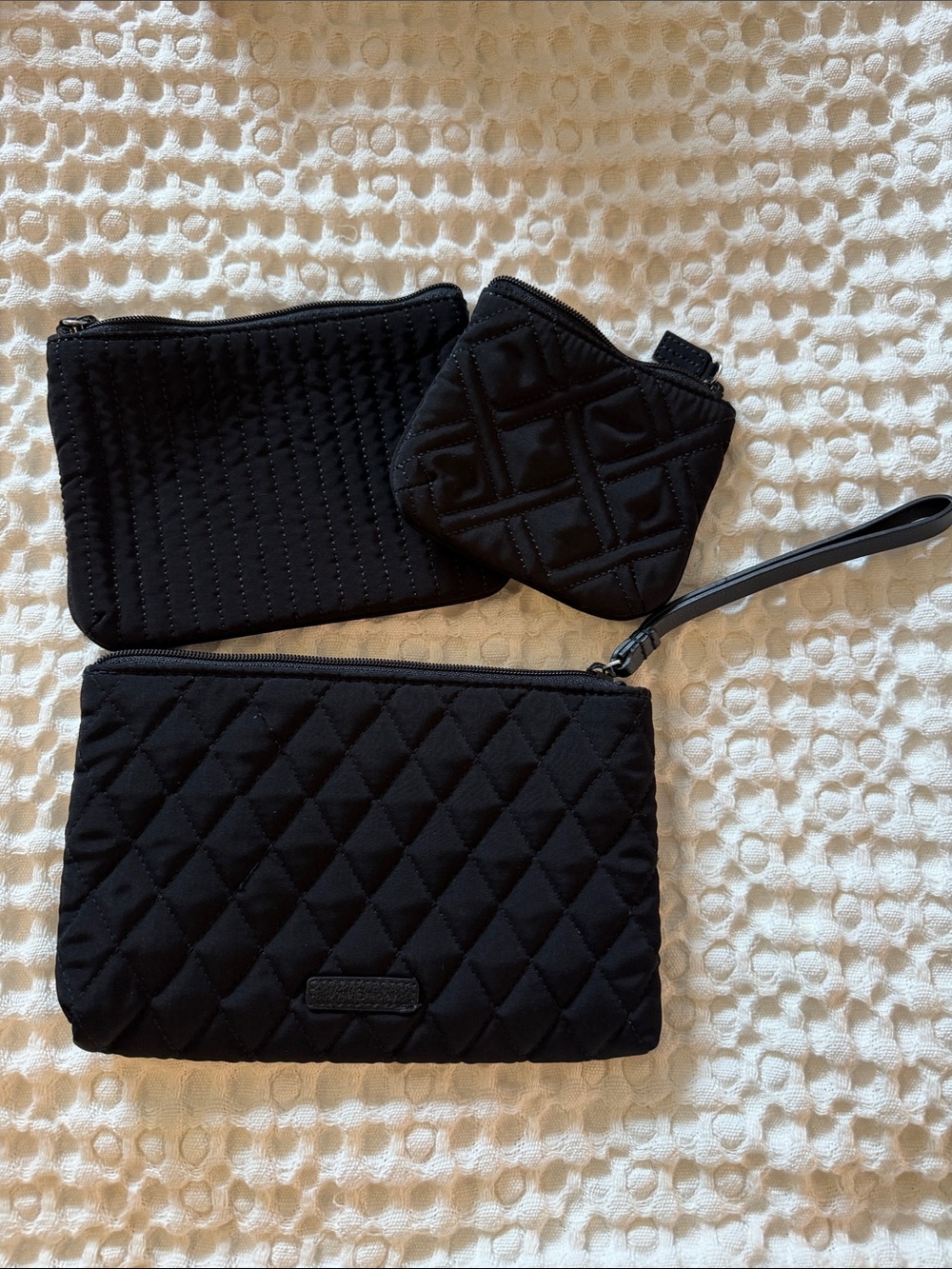 Vera Bradley Black Quilted 3-Piece Pouch Set